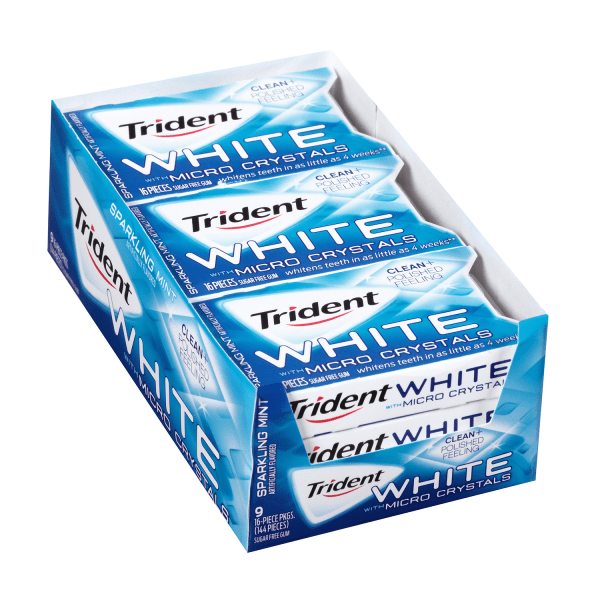 UPC 012546076234 product image for Trident® White Sugar-Free Gum With Micro Crystals, 16 Pieces Per Pack, Box Of 9  | upcitemdb.com