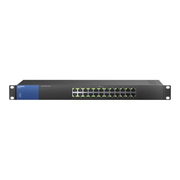 Linksys - 24-Port 10/100/1000 Gigabit Switch - Black/Blue