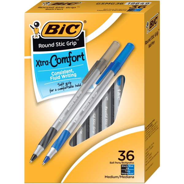 UPC 070330196490 product image for BIC® Round Stic® Grip Xtra-Comfort Ballpoint Pens, Medium Point, 1.2 mm, Assorte | upcitemdb.com