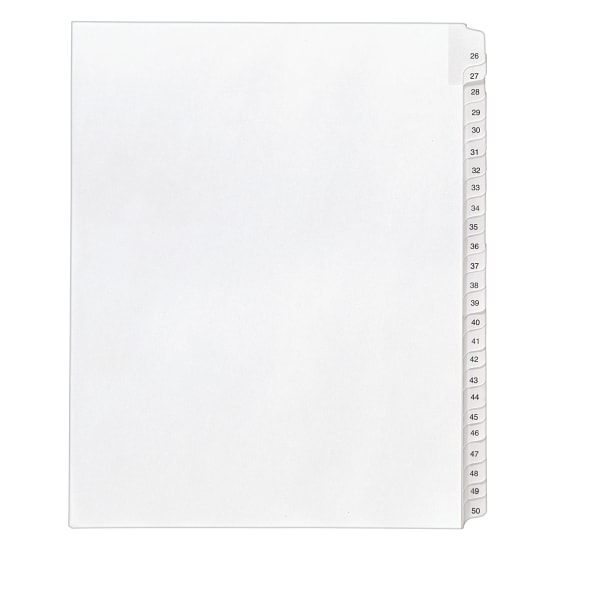 Avery&reg; Allstate&reg; Style Collated Legal Exhibit Dividers, 8 1/2&quot; x 11&quot;, Numbered 26&ndash;50, White AVE01702