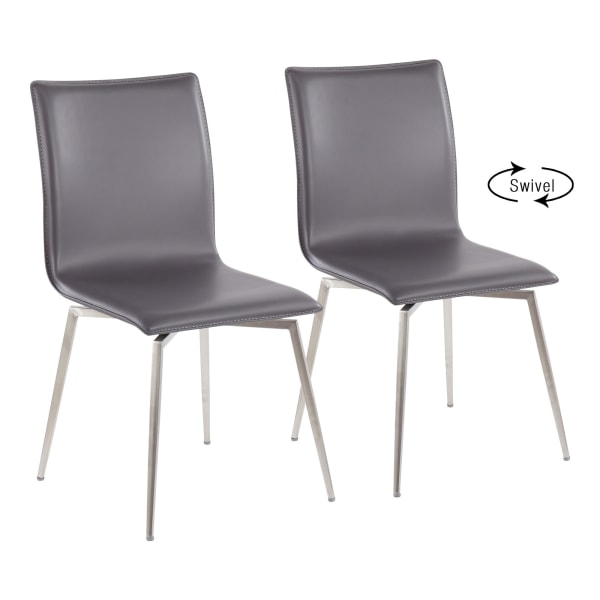LumiSource Mason Upholstered Chairs, Gray/Stainless Steel, Set Of 2 Chairs -  CH-MSNUPSWV SSGY2