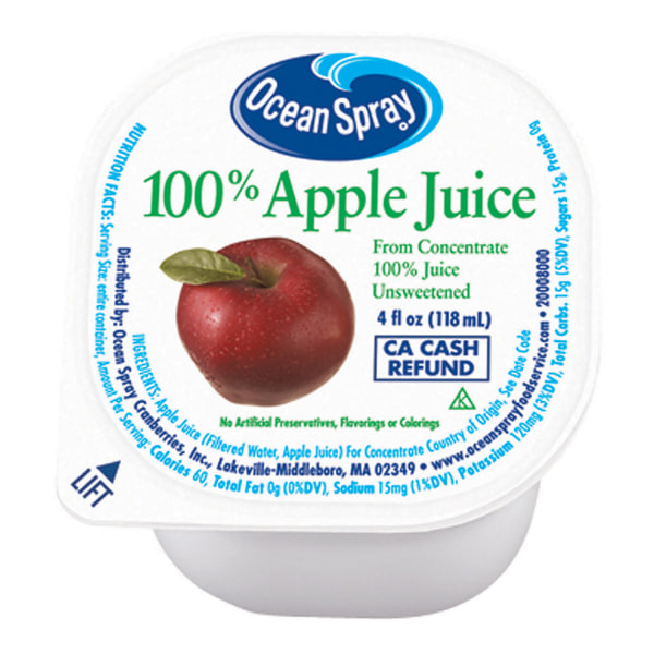 Ocean Spray Apple Juice, 4 Oz, Pack Of 48 Cups -  00720
