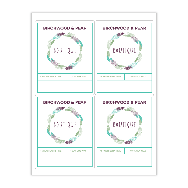 Custom Printed 3-Color Laser Sheet Labels And Stickers, 4" x 5" Rectangle, 4 Labels Per Sheet, Box Of 100 Sheets