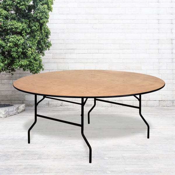 Flash Furniture 6-Foot Round Wood Folding Banquet Table with Clear Coated Finished Top