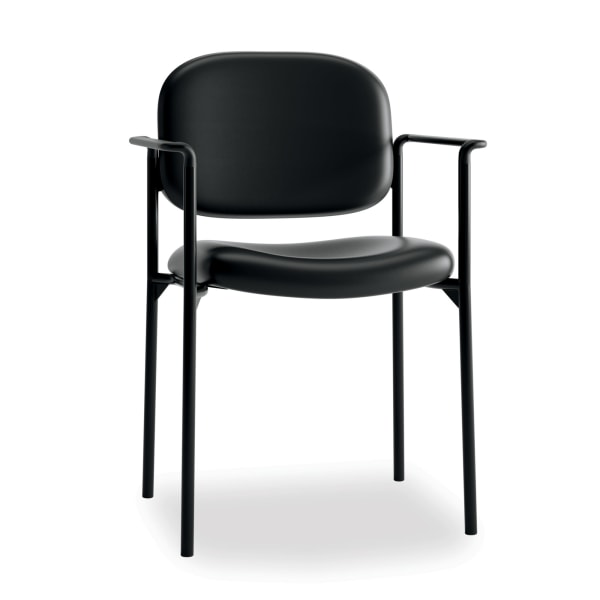 HON Scatter SofThread Leather Guest Chair, Black (BSXVL616SB11) | Quill