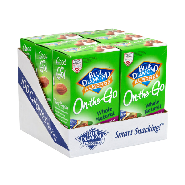 Blue Diamond Whole Natural Almonds, 0.63 Oz, Pack Of 42 On-The-Go Pouches -  05379
