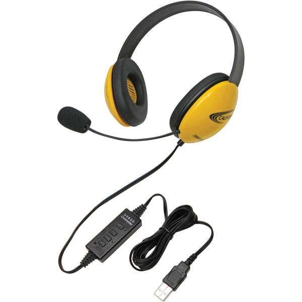 Califone Yellow Stereo Headset w/ Mic, USB Connector - Stereo - USB - Wired - 32 Ohm - 20 Hz - 20 kHz - Over-the-head - Binaural - Supra-aural - 5.50 -  2800YL-USB