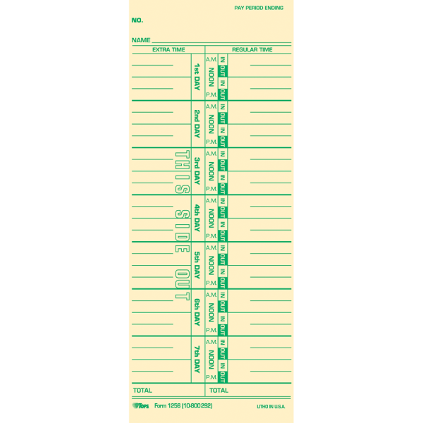 UPC 025932125638 product image for TOPS Numbered Days Time Cards - 3 1/2