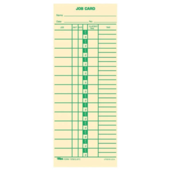 TOPS  TOP1258  Job Costing Time Cards  500 / Box  Yellow