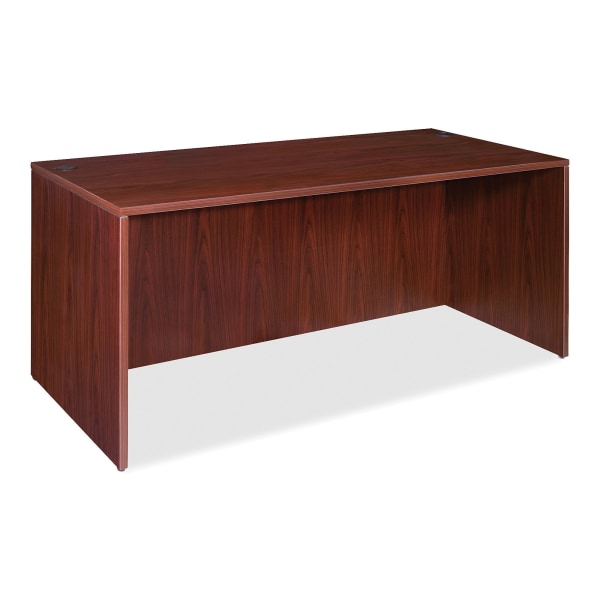 Essentials 66"W Rectangular Shell Computer Desk, Mahogany
