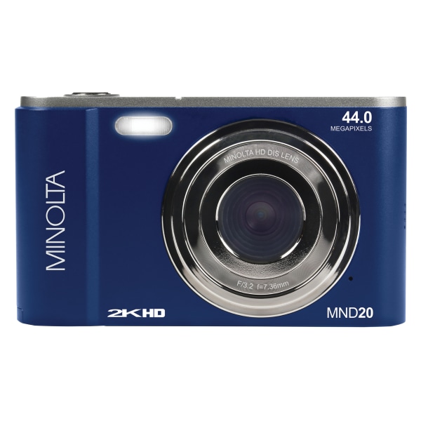 Minolta 44 MP/2.7K Quad HD Digital Camera with 16x Digital Zoom, Blue (MND20-BL) | Quill