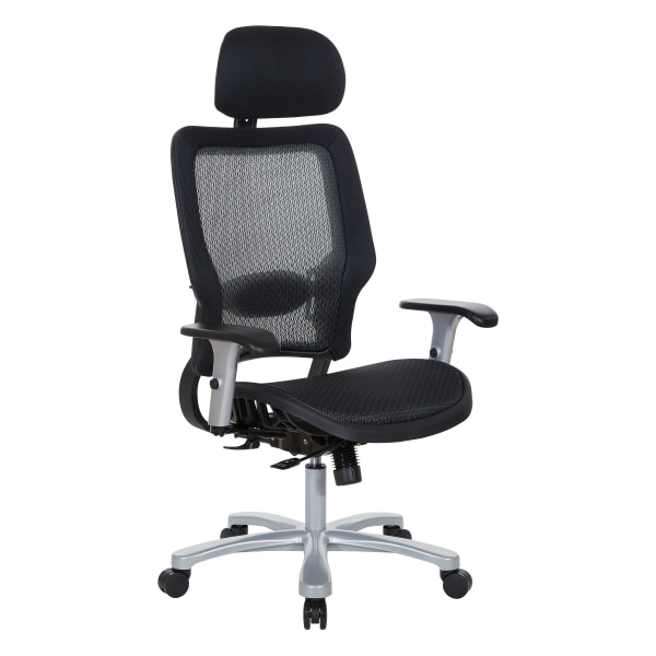 Office Star Space Seating 63 Series Air Grid Big And Tall Ergonomic Chair, Black/Silver