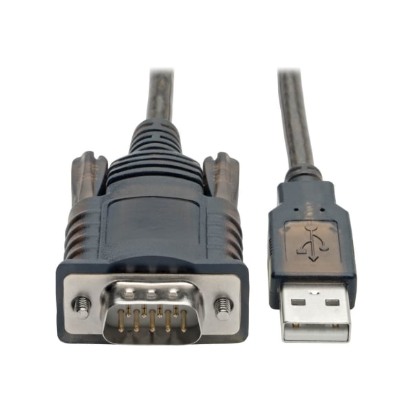 Tripp Lite RS232 to USB Adapter Cable with COM Retention (USB-A to DB9 M/M), FTDI, 5 ft. - First End: 1 x Type A Male USB - Second End: 1 x DB-9 Male -  U209-005-COM