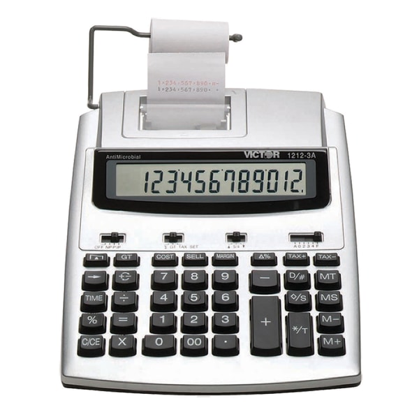 Victor 12123A Printing Calculator With Antimicrobial Protection BlueRed Print 27 LinesSec