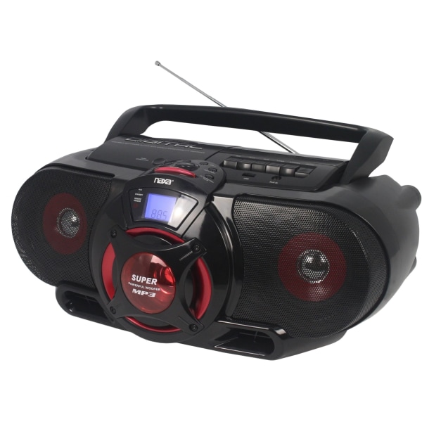 Naxa NPB-273 Radio/CD Player/Cassette Recorder Boombox - 1 x Disc - 20 W Integrated Stereo Speaker - Black - CD-DA, MP3 - SD, SDHC - USB - Auxiliary I -  Emerson, EPB-3002