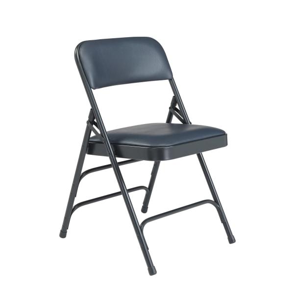 National Public Seating 1300 Series Premium Vinyl Upholstered Triple Brace Folding Chairs, Dark Blue, Set Of 40 Chairs -  1304/40