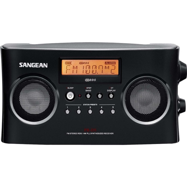 Sangean Radio Tuner - 5 x AM, 5 x FM - LCD Display - Headphone - 6 x C -  PR-D5 BK
