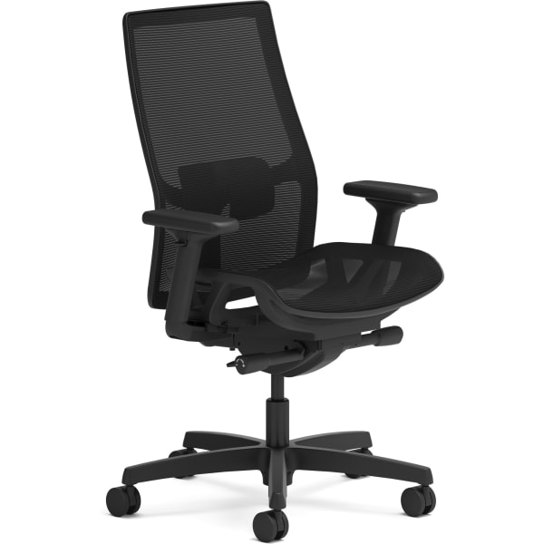 HON Ignition 2.0 Mid-back Mesh Seat Task Chair - Black Mesh Seat - Fog Mesh Back - Mid Back - Black - Armrest - 1 Each -  I2MSKY2IMTN