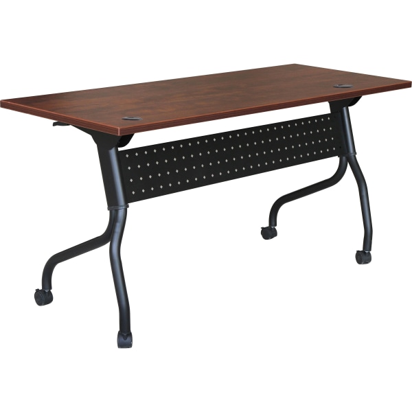 Lorell® Flip Top Training Table, 48"W, Cherry/Black