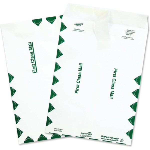 5 pack Tyvek® Self-Seal Open End Expandable Envelopes 9" x 12" x 2"