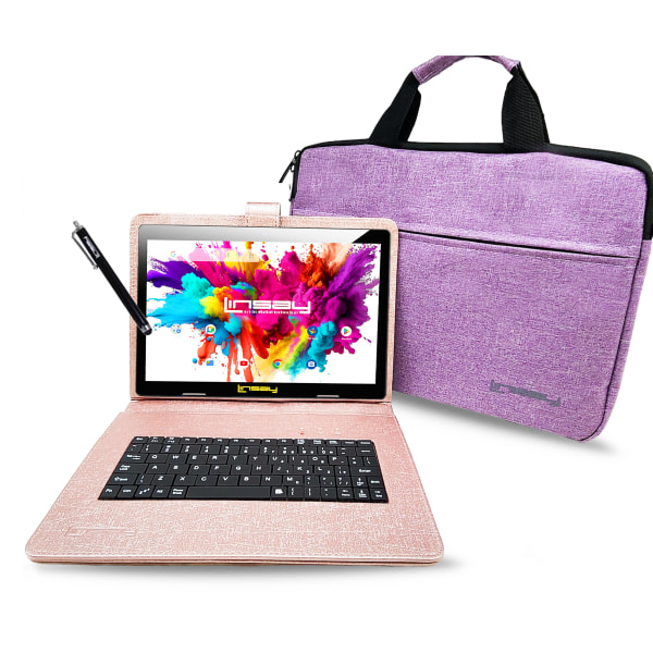 Linsay Octa Core 10.1" Tablet, 4GB RAM, 128GB Storage, Android 13 OS, Bundled with Keyboard Case, Briefcase & Stylus Pen
