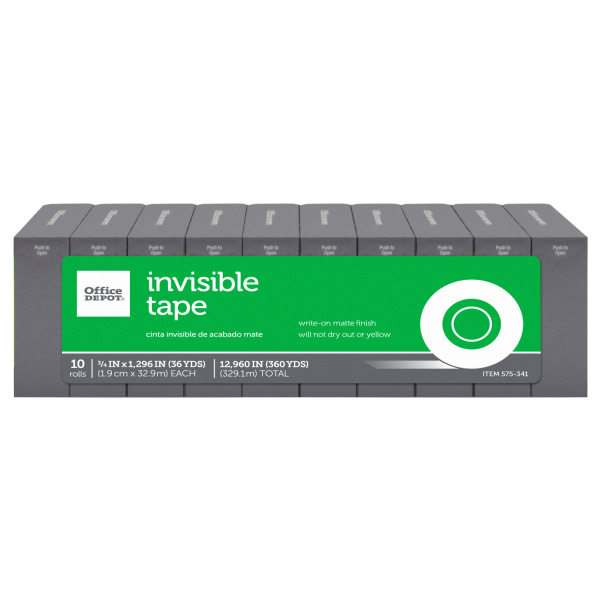 Office Depot&reg; Brand Invisible Tape Refills, 3/4&quot; x 1,296&quot;, Pack Of 10 575341