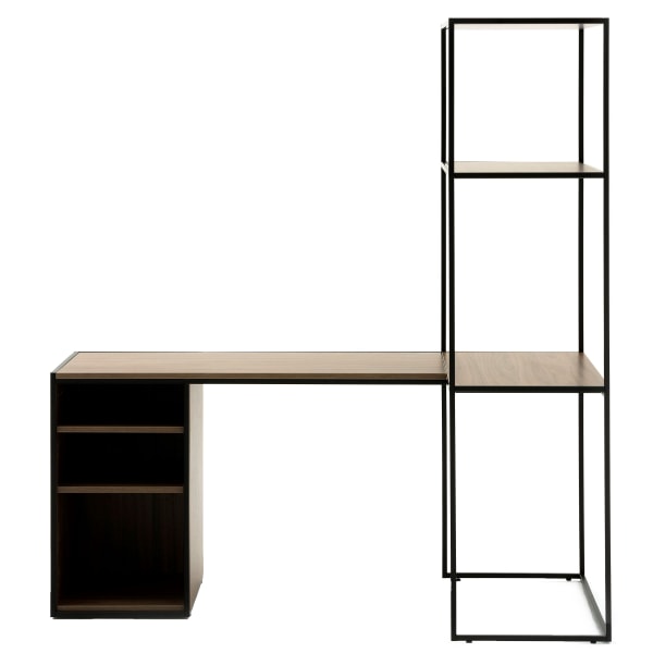 Allermuir Crate 65W Tall Right-Hand L-Shaped Desk, Walnut/Black