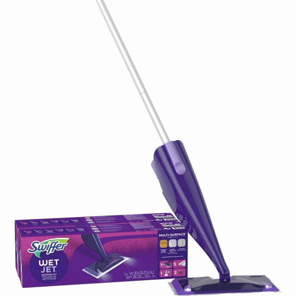 Swiffer WetJet Mopping Kit  Reinforced Swivel Head  2  Carton  Purple