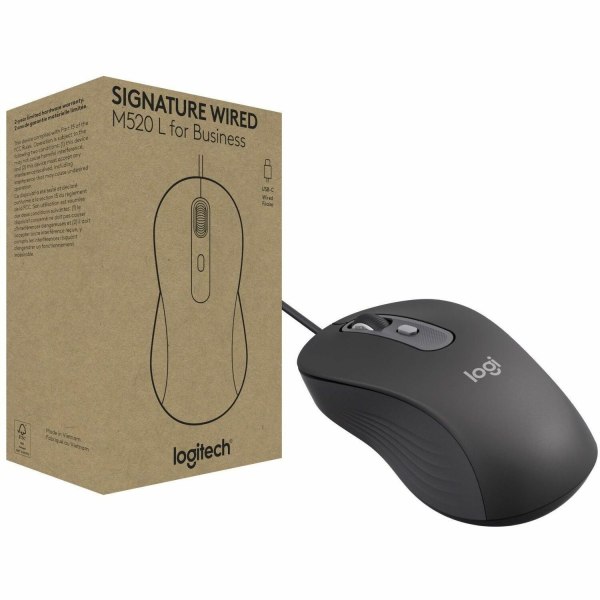 Signature Wired M520 L for Business, Optical Wired Mouse, USB-C Plug-and-Play, Graphite, 910007497