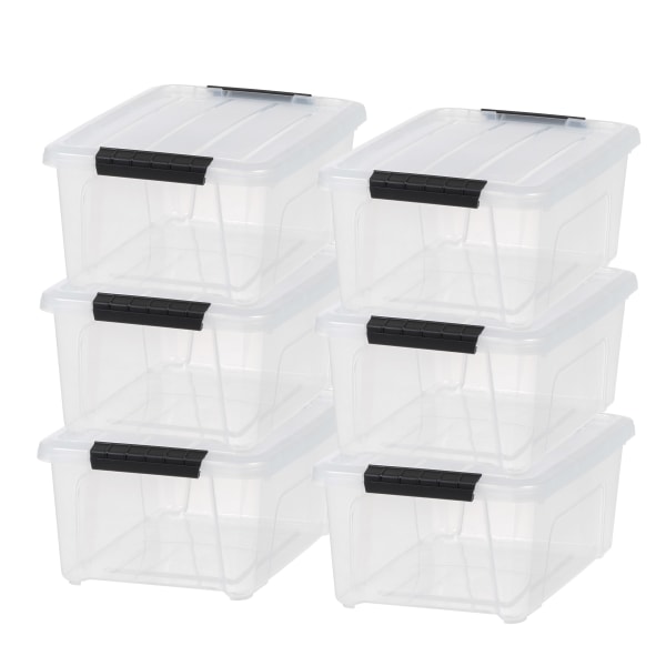 Iris USA® Buckled Boxes, 13.5 Qt, 19-1/16""L x 15-3/16""W x 9-1/4""H, Clear, Set Of 6 Boxes -  500295