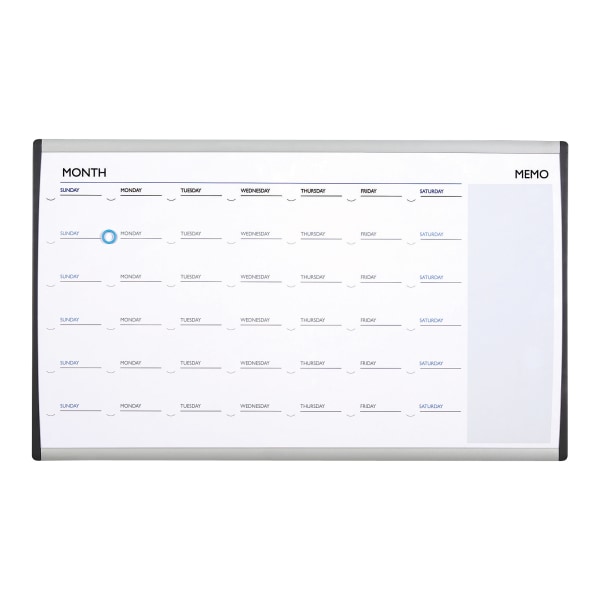 Quartet® ARC™ Magnetic Dry-Erase Calendar For Cubicles, 18"" x 30"", Aluminum Frame With Silver Finish -  ARCCP3018