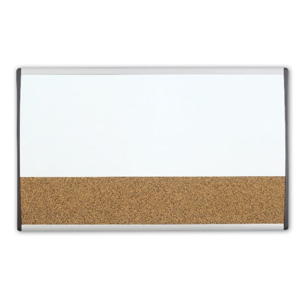 Quartet® ARC™ Magnetic Combination Dry-Erase/Cork Cubicle Board, 30"" x 18"", Silver Aluminum Frame -  ARCCB3018