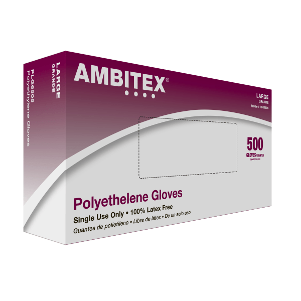 AMBITEX® P6505 SERIES POLYETHYLENE GLOVES  1.25 MIL  LARGE  CLEAR  500/BOX