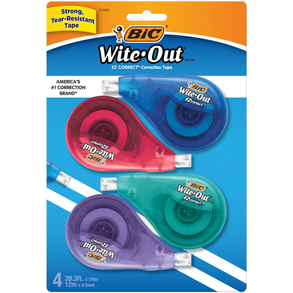 BIC Wite-Out EZ Correct Correction Tape  White  4 Count