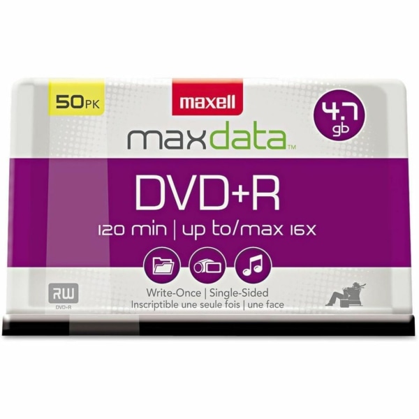Maxell DVDR Recordable Media Spindle 47GB120 Minutes Pack Of 50