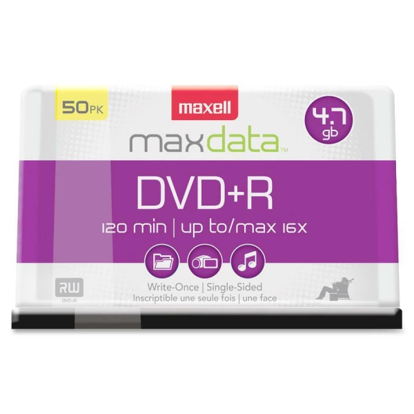 UPC 025215624285 product image for Maxell® DVD+R Recordable Media Spindle, 4.7GB/120 Minutes, Pack Of 50 | upcitemdb.com