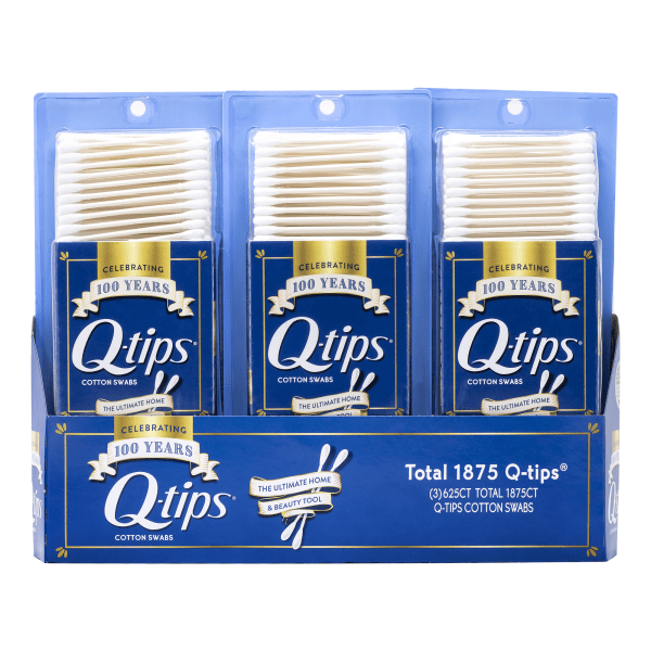 QTip Cotton Swabs White 625 Swabs Per Pack Case Of 3 Packs