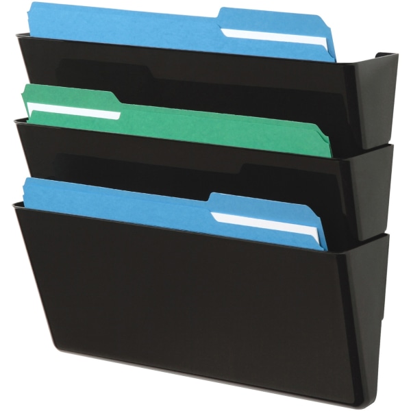 Photos - File Folder / Lever Arch File Deflect-O Stackable 3-Pocket DocuPocket Wall File, 19"H x 13"W x 4"D, Black 73604