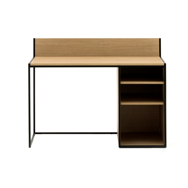 Allermuir Crate 48W Desk With Open Storage Pedestal, Oak/Black