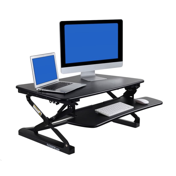FlexiSpot M2 Height-Adjustable Standing Desk Riser With Removable Keyboard Tray, 19-3/4""H x 35""W x 23-1/4""D, Black -  M2B