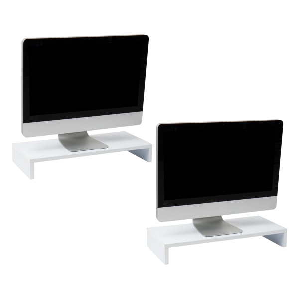 Photos - Accessory Mind Reader Woodland Collection MDF Monitor Stands For 22" Monitors, 3-1/4"H x 9-1/2"W x 21"D, White, Set Of 2 Stands 2RECMO