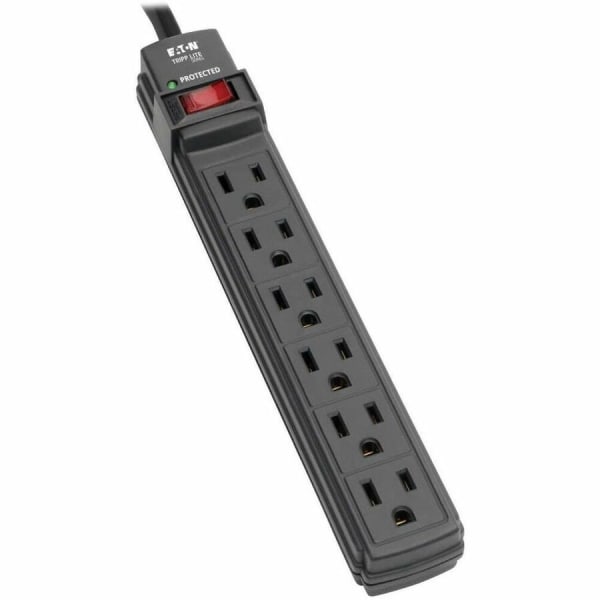 Tripp-Lite 6 Outlets, 120 VAC15 Amps, 6' Cord, Power Outlet Strip - Floor, Keyhole Mount, 5-15 NEMA Configuration, 1.1" Strip | Part #TLP6B