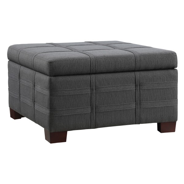 Office Star Detour Strap Square Storage Ottoman, Charcoal