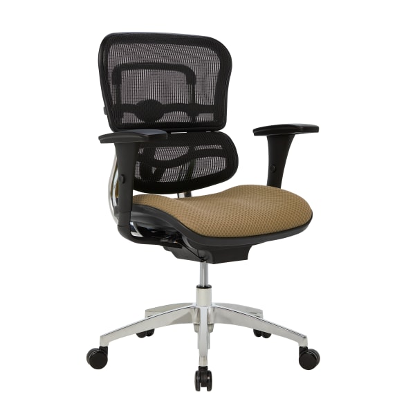 WorkPro® 12000 Series Ergonomic Mesh/Premium Fabric Mid-Back Chair, Black/Beige, BIFMA Compliant -  V-12000-AS90802