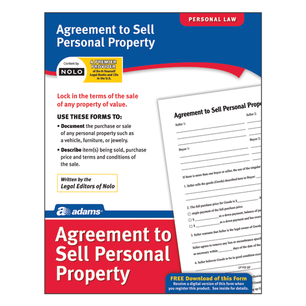 Adams&reg; Agreement To Sell Personal Property 590280
