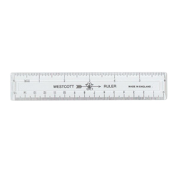 Westcott 6 in. Long Standard/Metric Transparent Shatter-Resistant Plastic Ruler - Clear