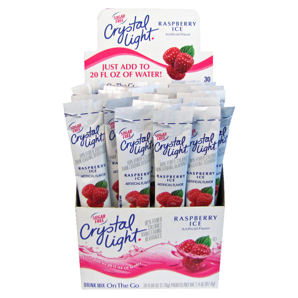 Crystal Light® On The Go Mix Sticks, Raspberry, Box Of 30 Packets -  CRY79800