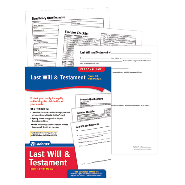 UPC 053926601592 product image for Adams® Last Will & Testament Kit | upcitemdb.com