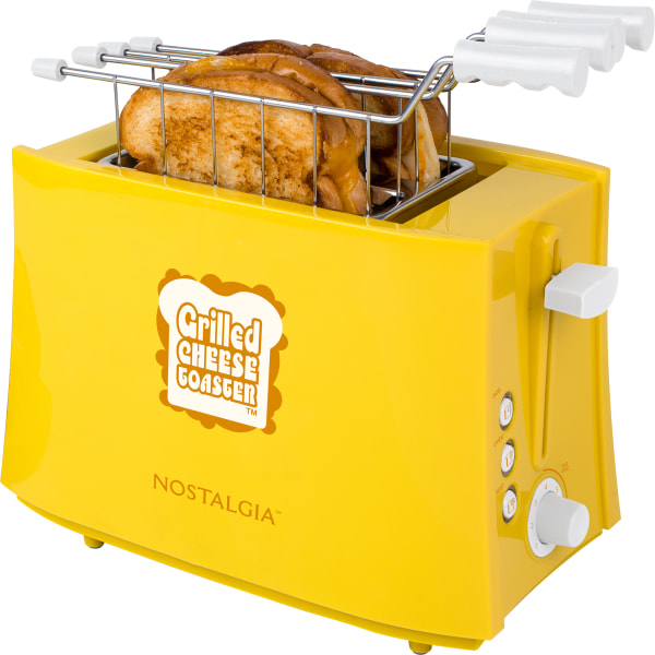 Nostalgia NTCS2YW Grilled Cheese Toaster with Easy-Clean Toaster Baskets and Adjustable Toasting Dial