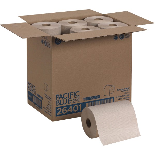 Georgia Pacific Blue Basic Recycled Paper Towel Roll by GP PRO 1 Ply Natural - Nonperforated